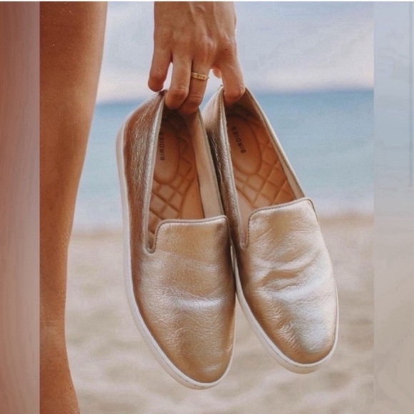 Birdies Shoes - Birdies Swift Gold Leather Slip On Sneaker Size 8